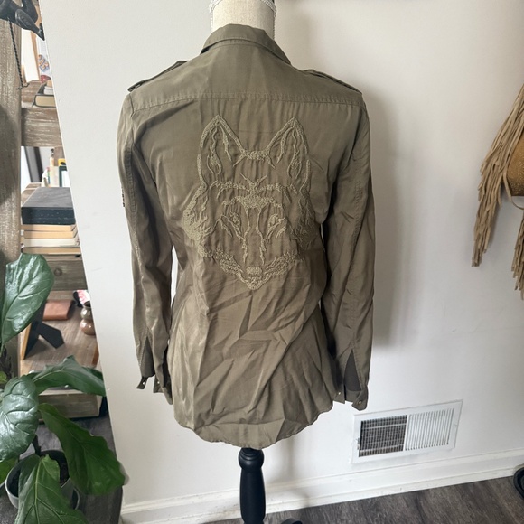 Zadig & Voltaire Tess Military Top Fox Embroidered S Lyocell - Picture 1 of 7